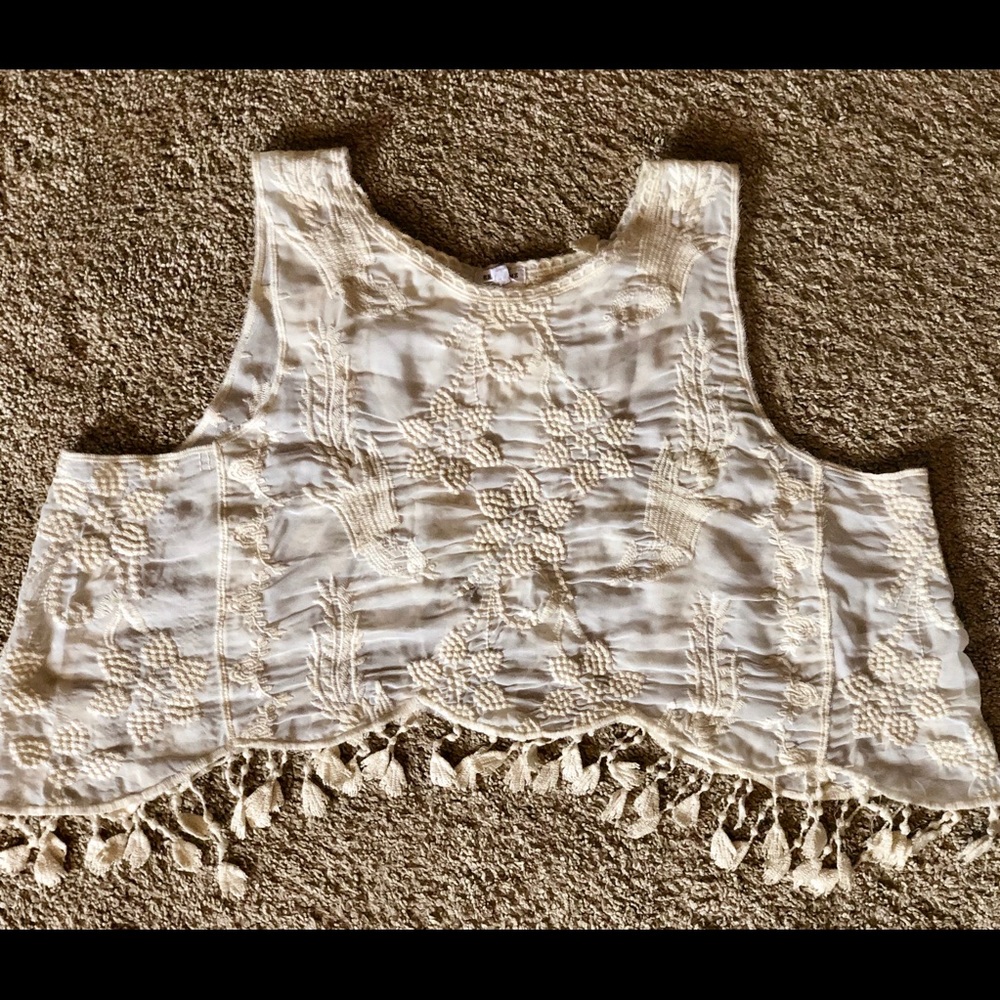 En Crème Lace Crop Top, creme/tan. NWT